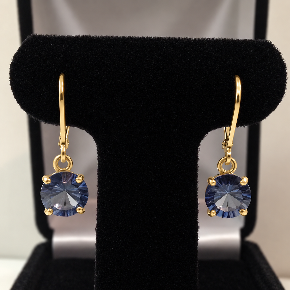 3.6ctw Periwinkle Blue Iolite Quartz Leverback Earrings