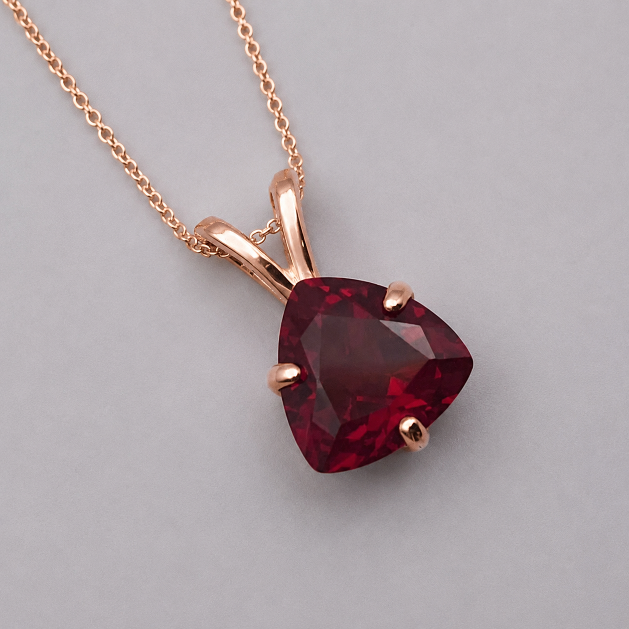 4ct Trillion Cut Ruby Solitaire Pendant Necklace