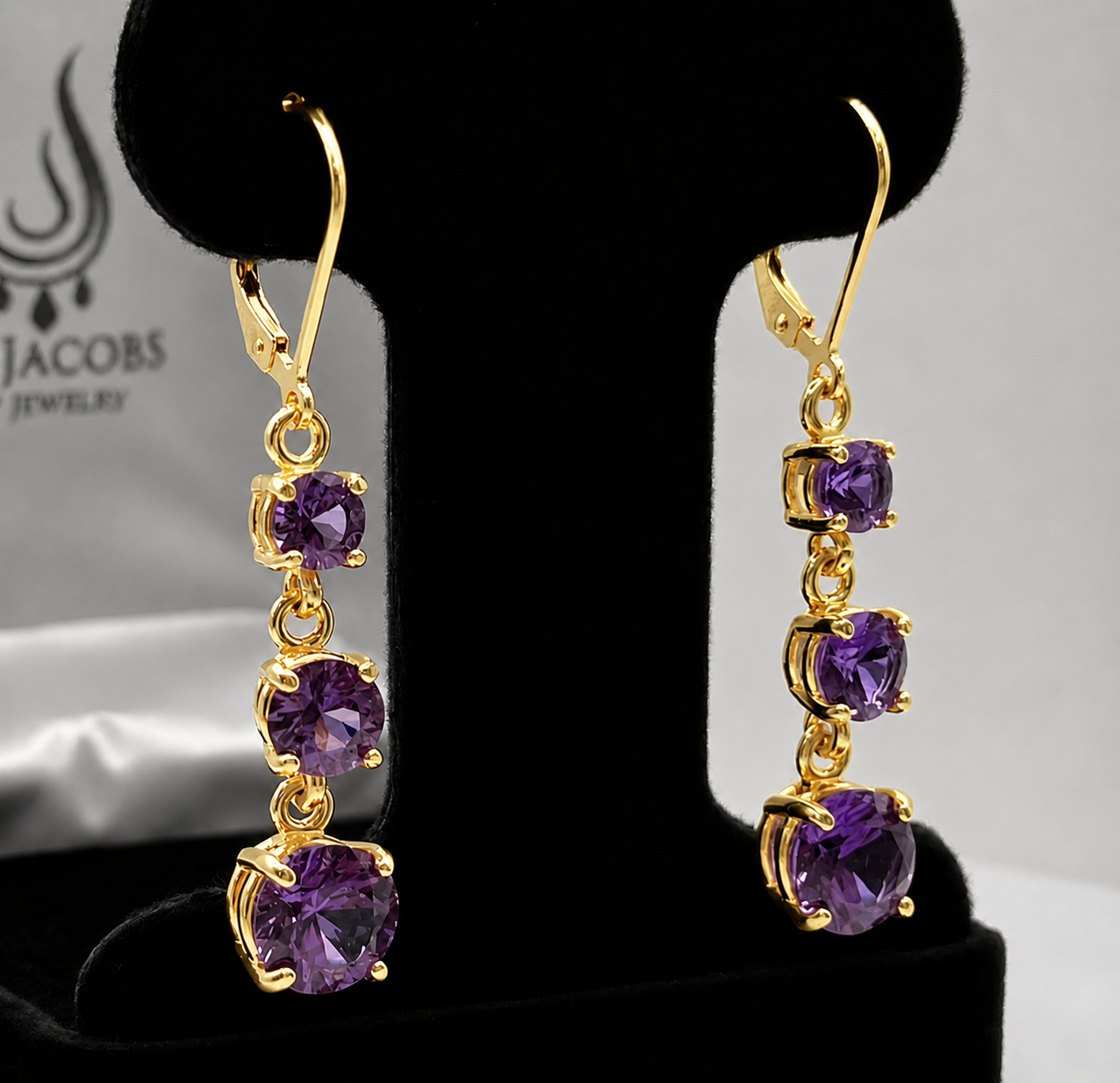 5ctw Color Change Alexandrite Sapphire Earrings | Round Multi Stone Dangle Earrings