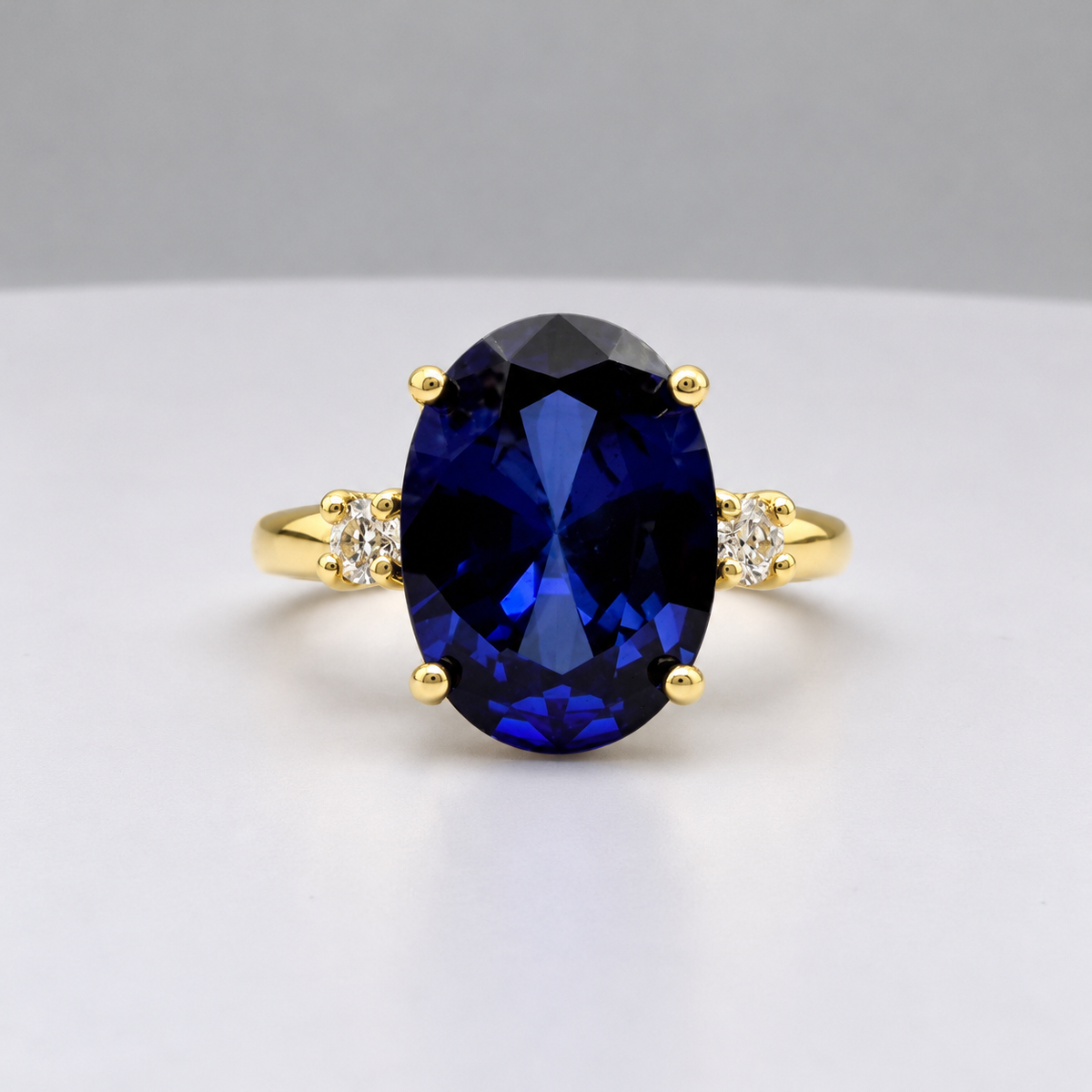 7.26ctw Oval Blue Sapphire & Diamond Ring
