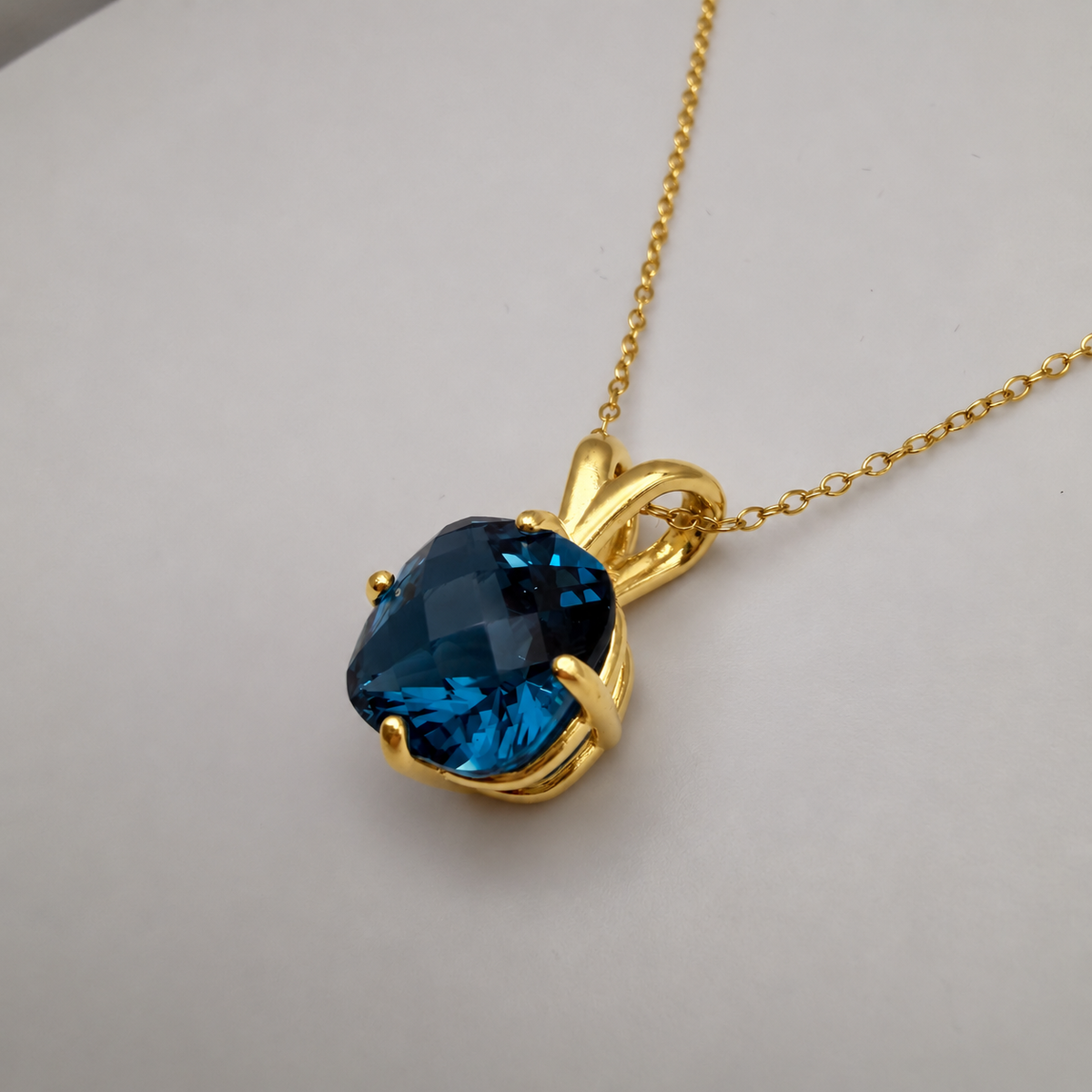 4ct London Blue Spinel Cushion Cut Pendant Necklace