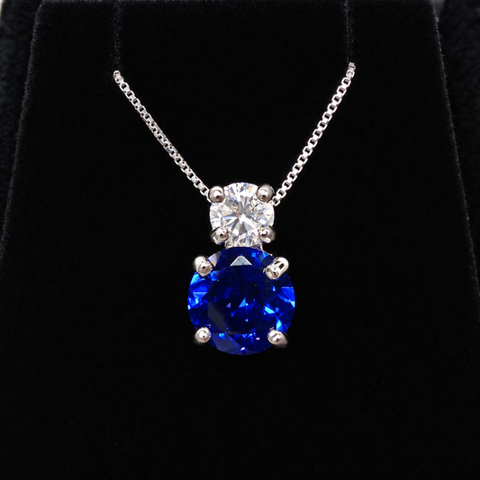 3ctw Blue Sapphire & White Sapphire Slider Necklace