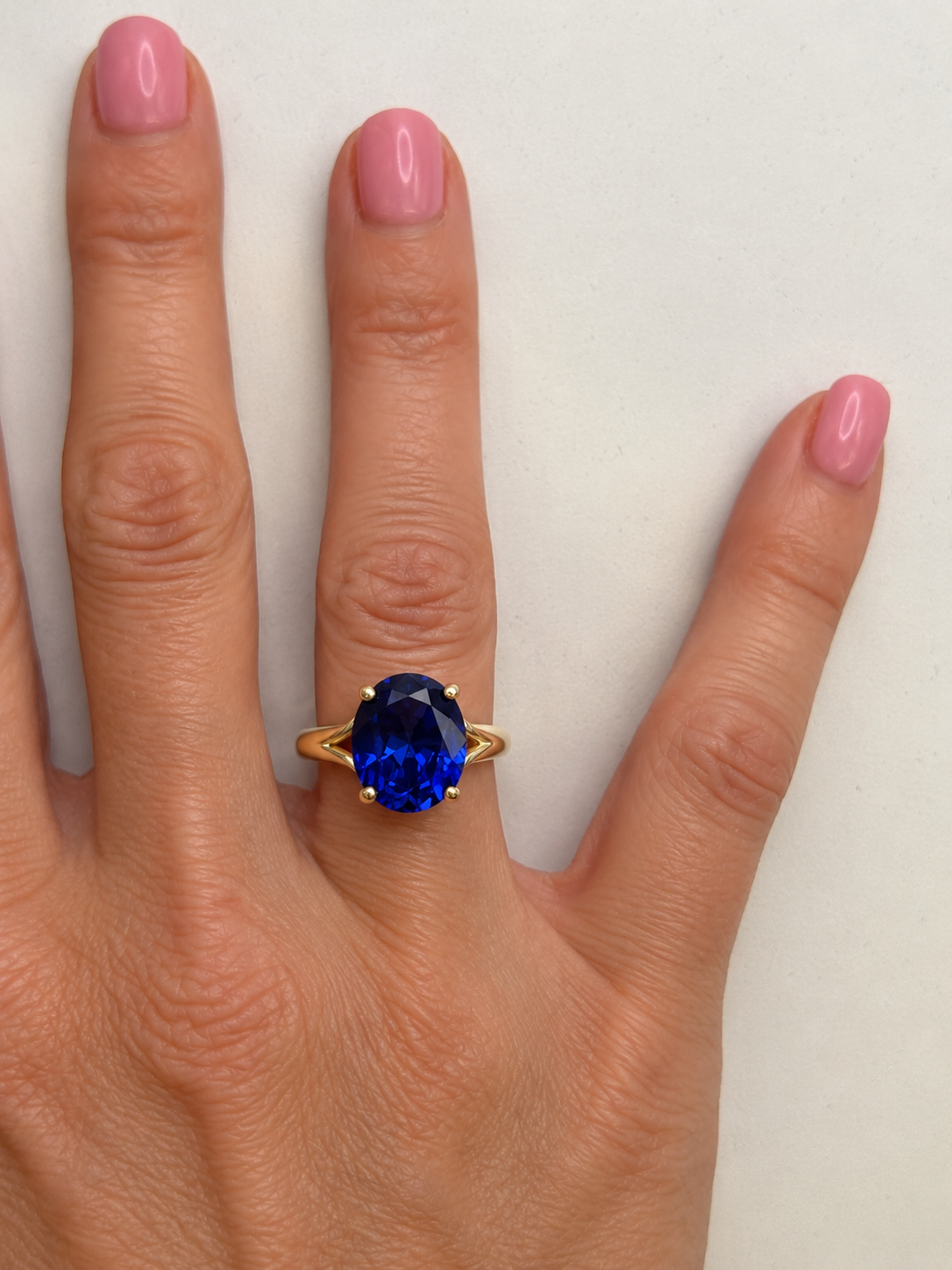 5ct Oval Cut Blue Sapphire Split Shank Ring