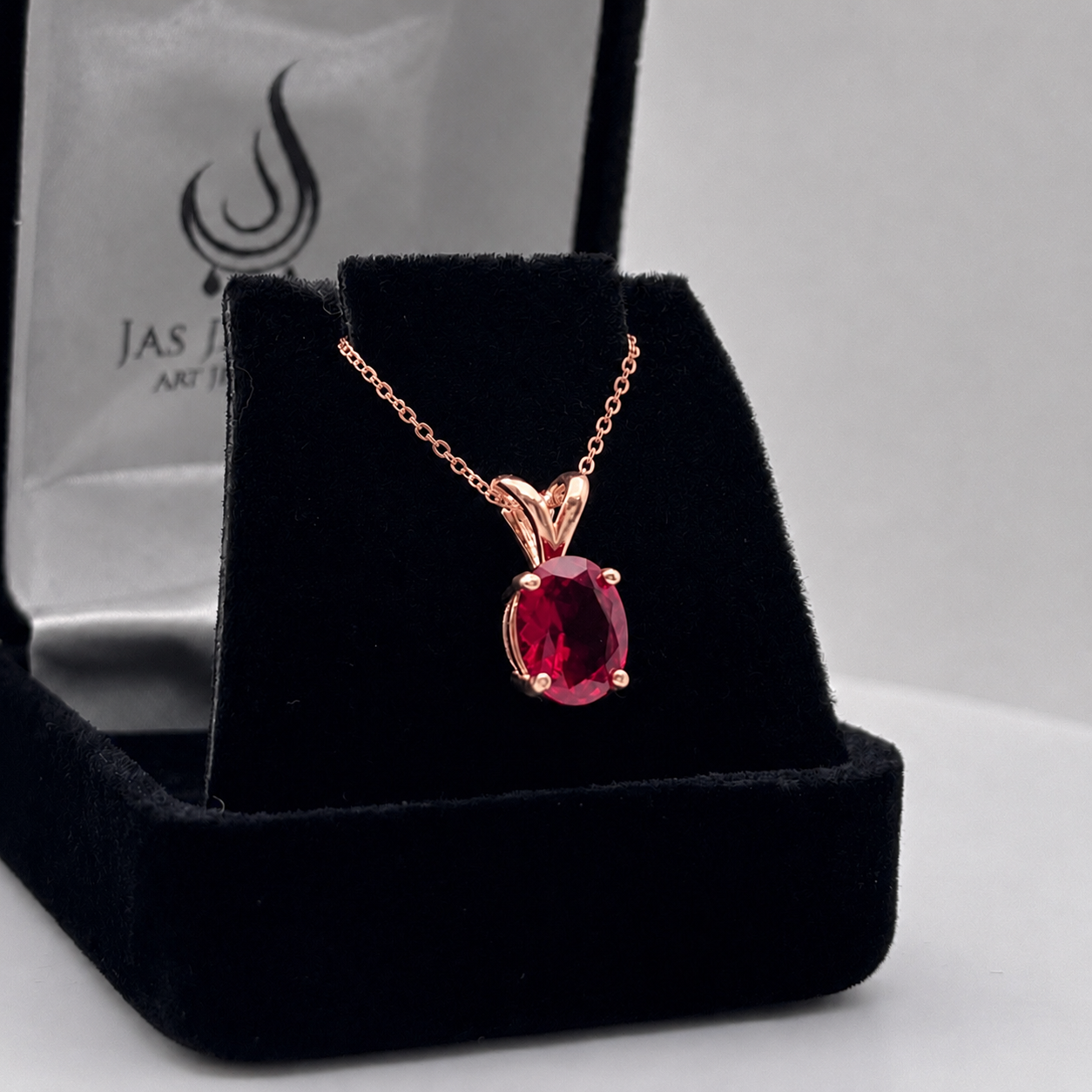 2ct Oval Cut Ruby Necklace Solitaire Pendant