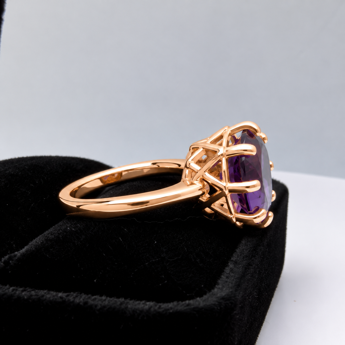 5ct Oval Alexandrite Sapphire Ring – Art Deco Inspired 8 Prong Setting