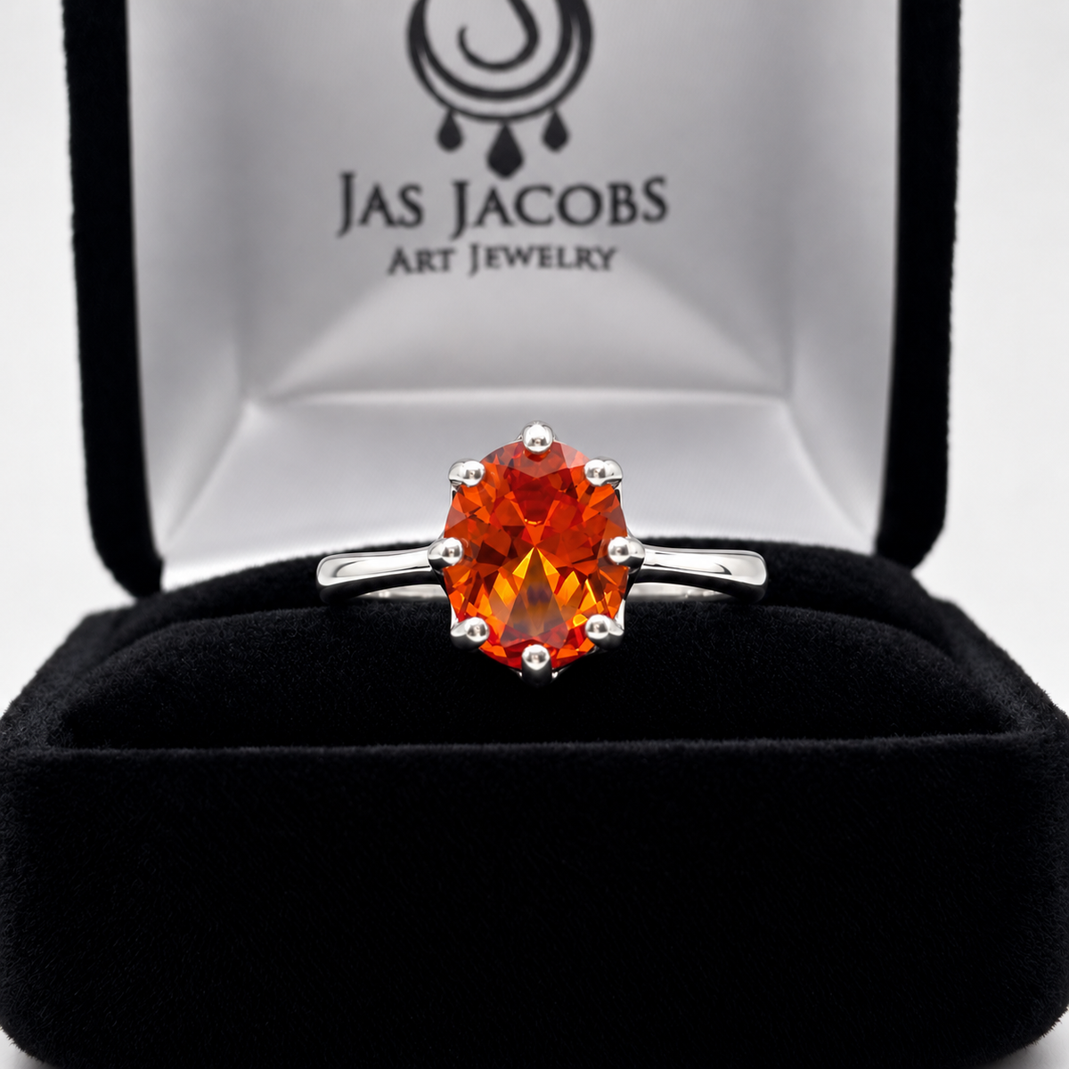3ct Oval Cut Padparadscha Sapphire Solitaire Ring