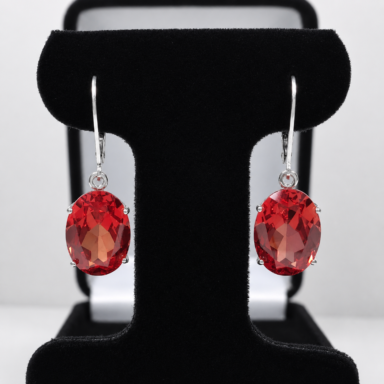 16ctw Oval Cut Padparadscha Sapphire Earrings | Orange Gemstone Dangle Earrings