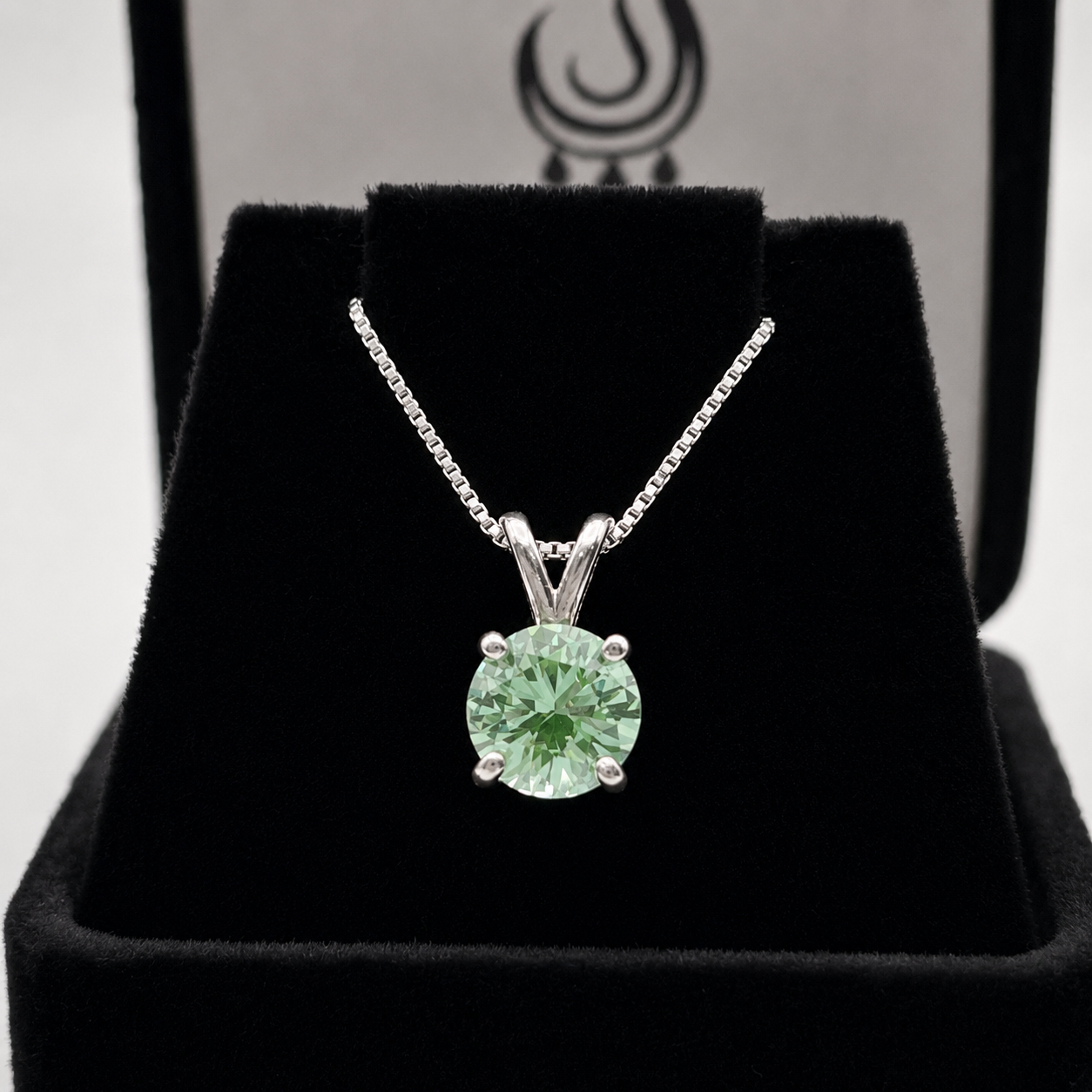 2CT Ice Green Spinel Pendant Necklace | Round Cut Solitaire | Mint Green Gemstone Necklace