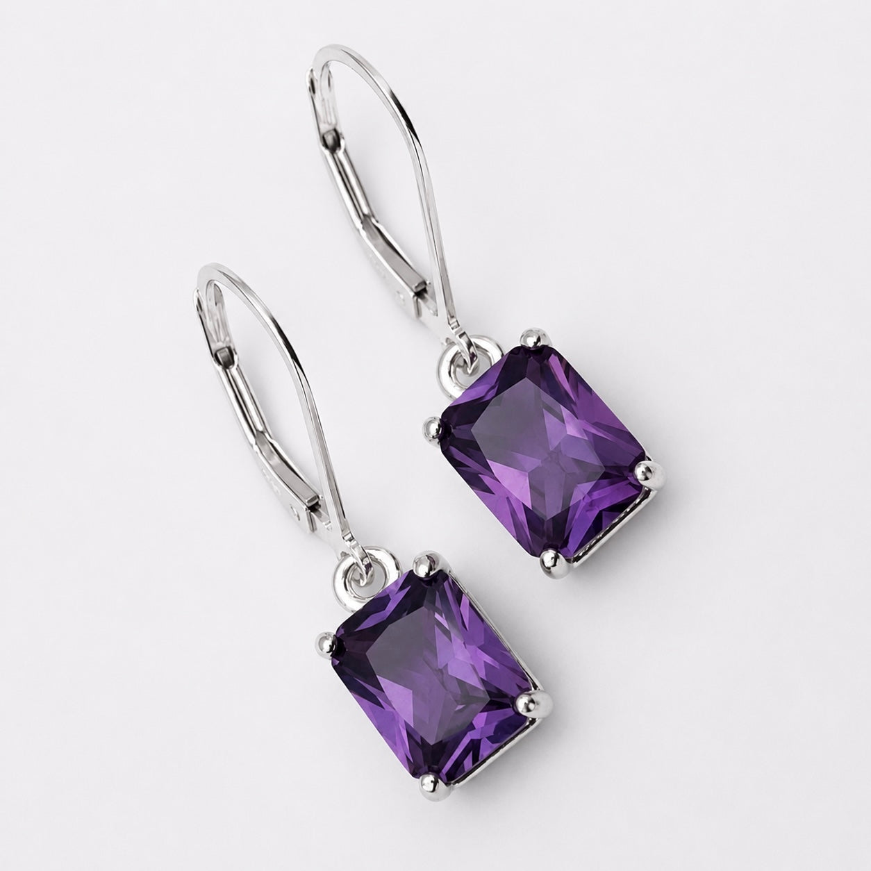 5 CTW Emerald Cut Lab Grown Alexandrite Sapphire Earrings