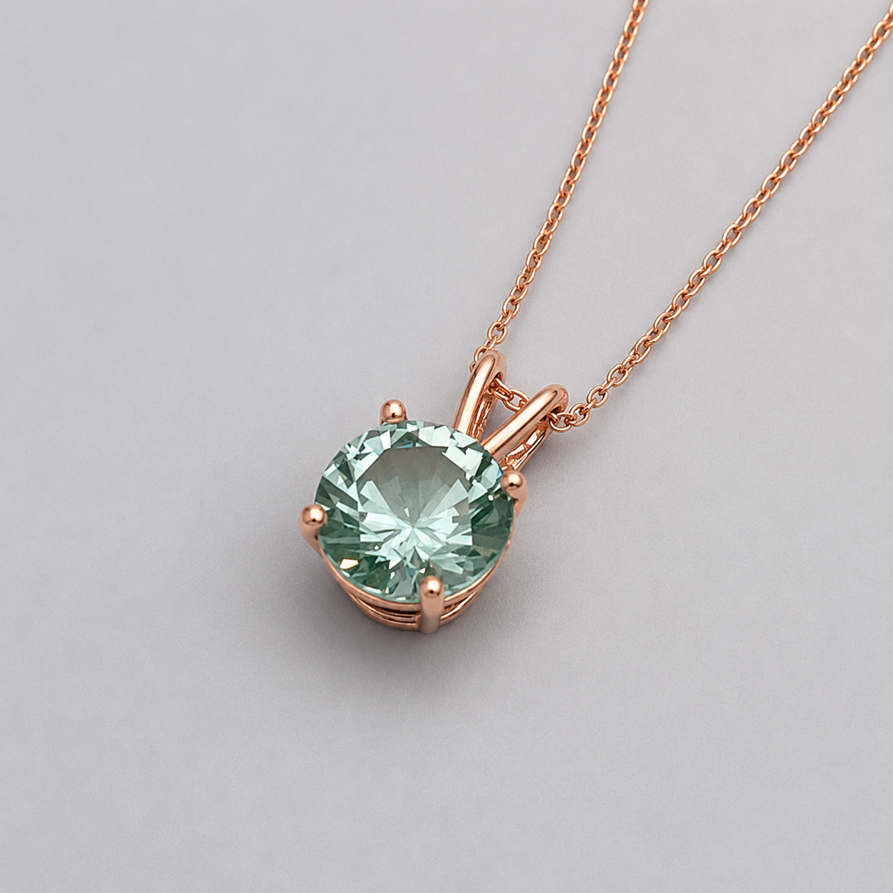 2CT Ice Green Spinel Pendant Necklace | Round Cut Solitaire | Mint Green Gemstone Necklace