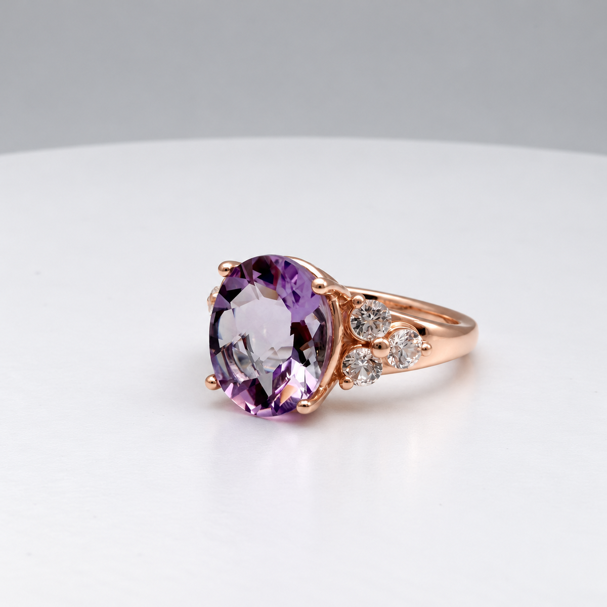 Rose de France Amethyst Ring with White Sapphire Accents