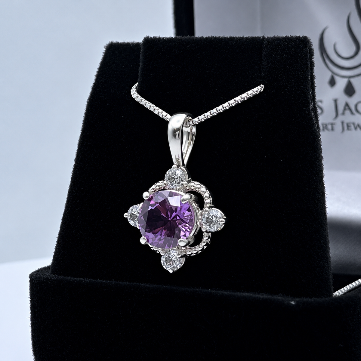 2.4ctw Round Alexandrite & White Sapphire Pendant Necklace