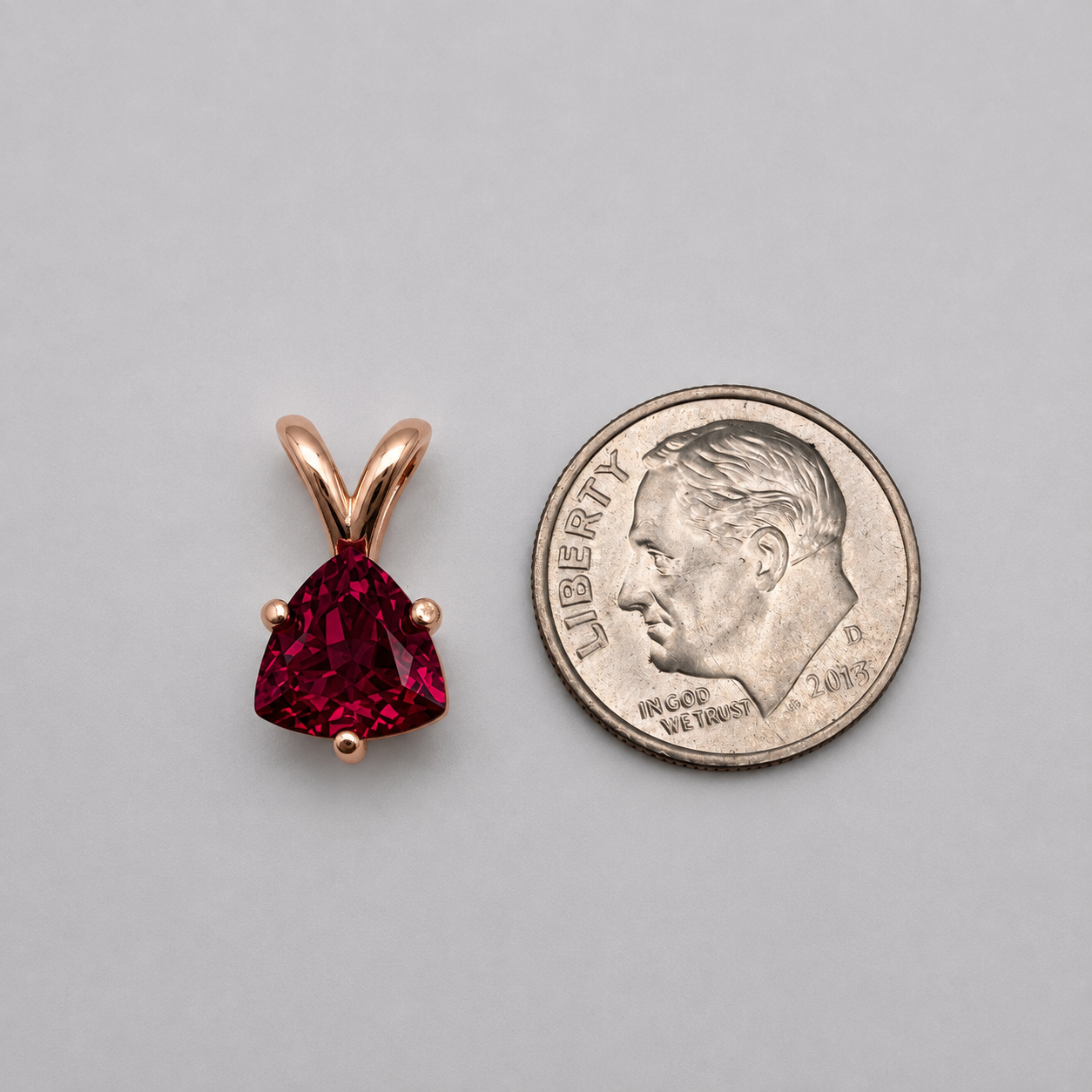 1.5ct Trillion Cut Ruby Solitaire Pendant Necklace