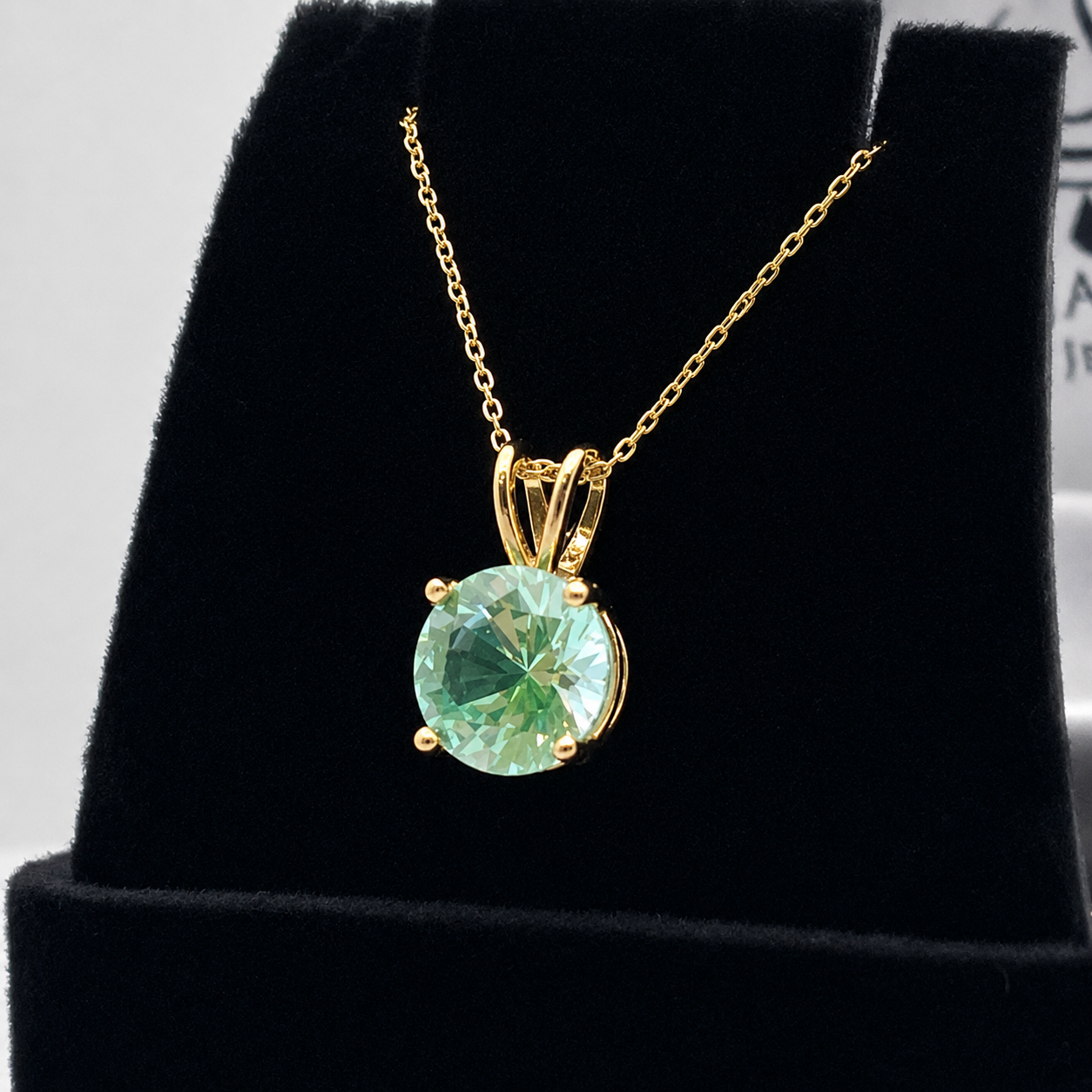 2CT Ice Green Spinel Pendant Necklace | Round Cut Solitaire | Mint Green Gemstone Necklace