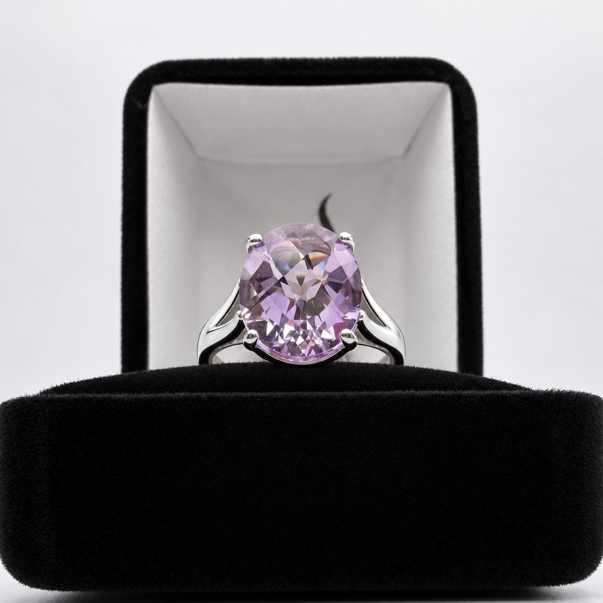 4.5ct Oval Rose de France Amethyst Ring in Sterling Silver