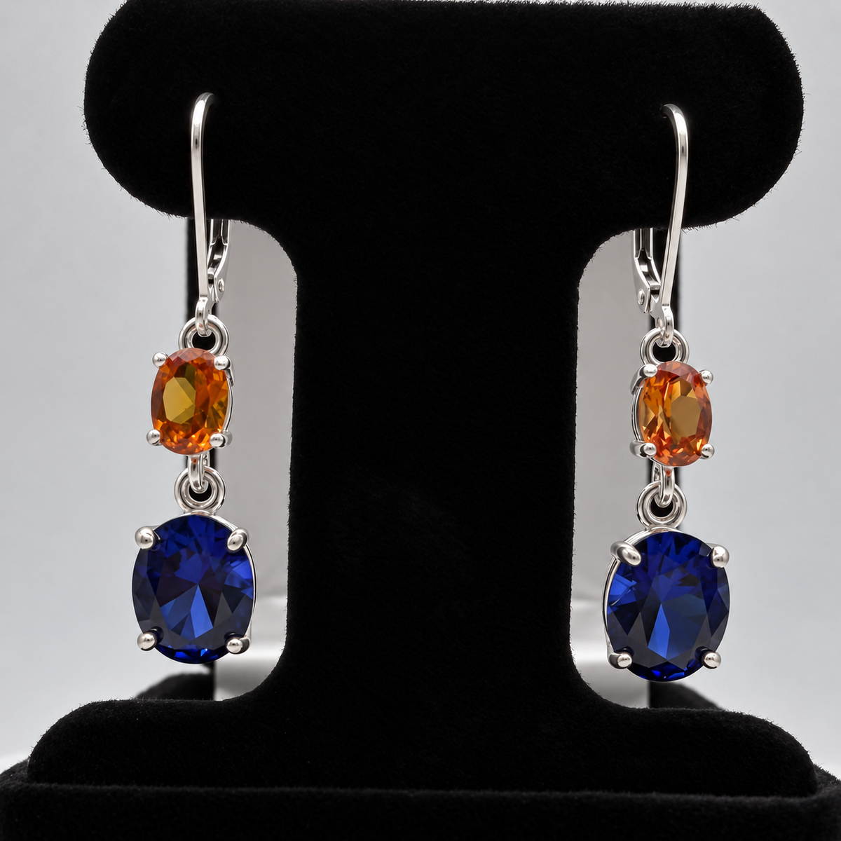 7ctw Blue & Padparadscha Sapphire Dangle Earrings