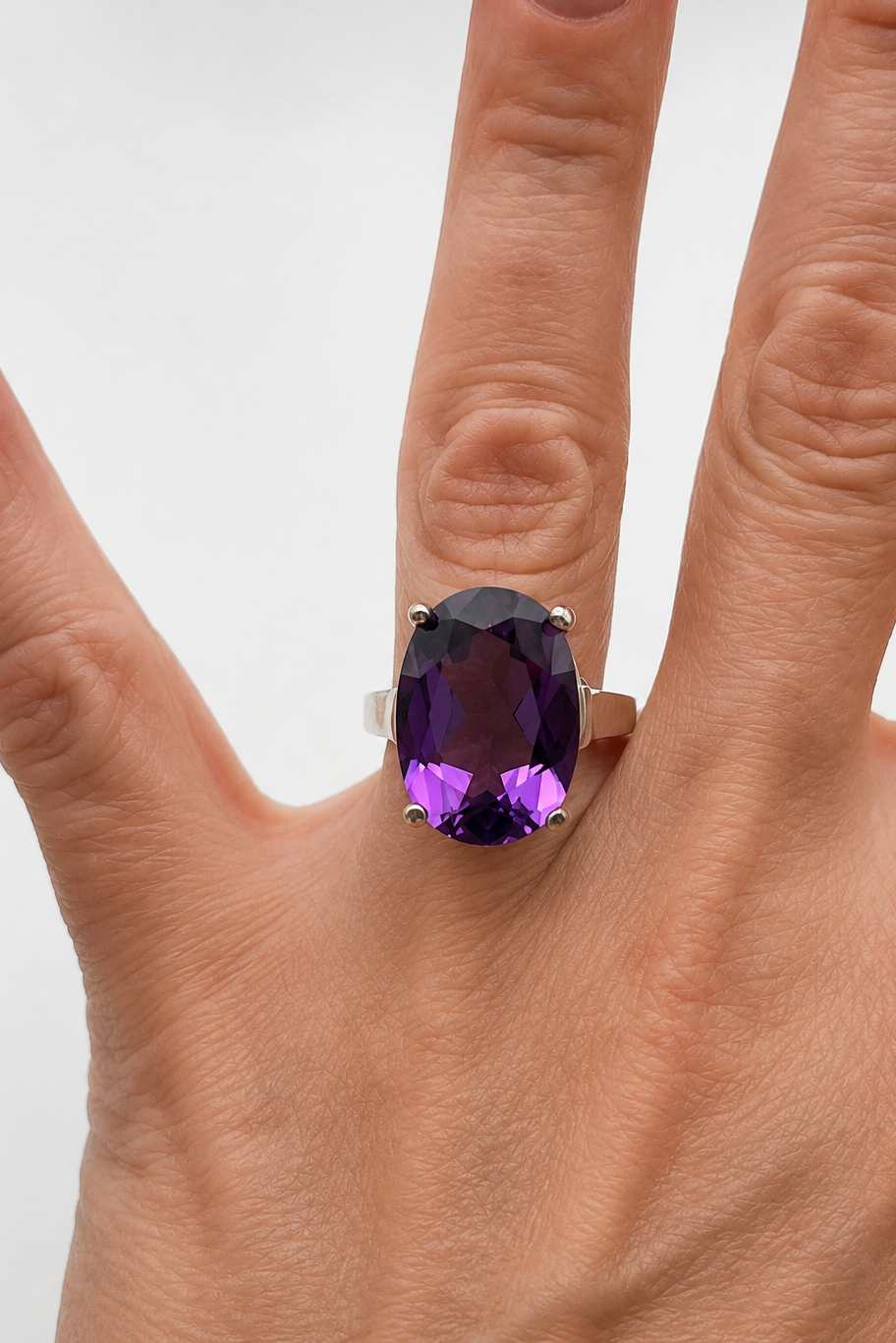 11.5ct Oval Cut Amethyst Statement Ring