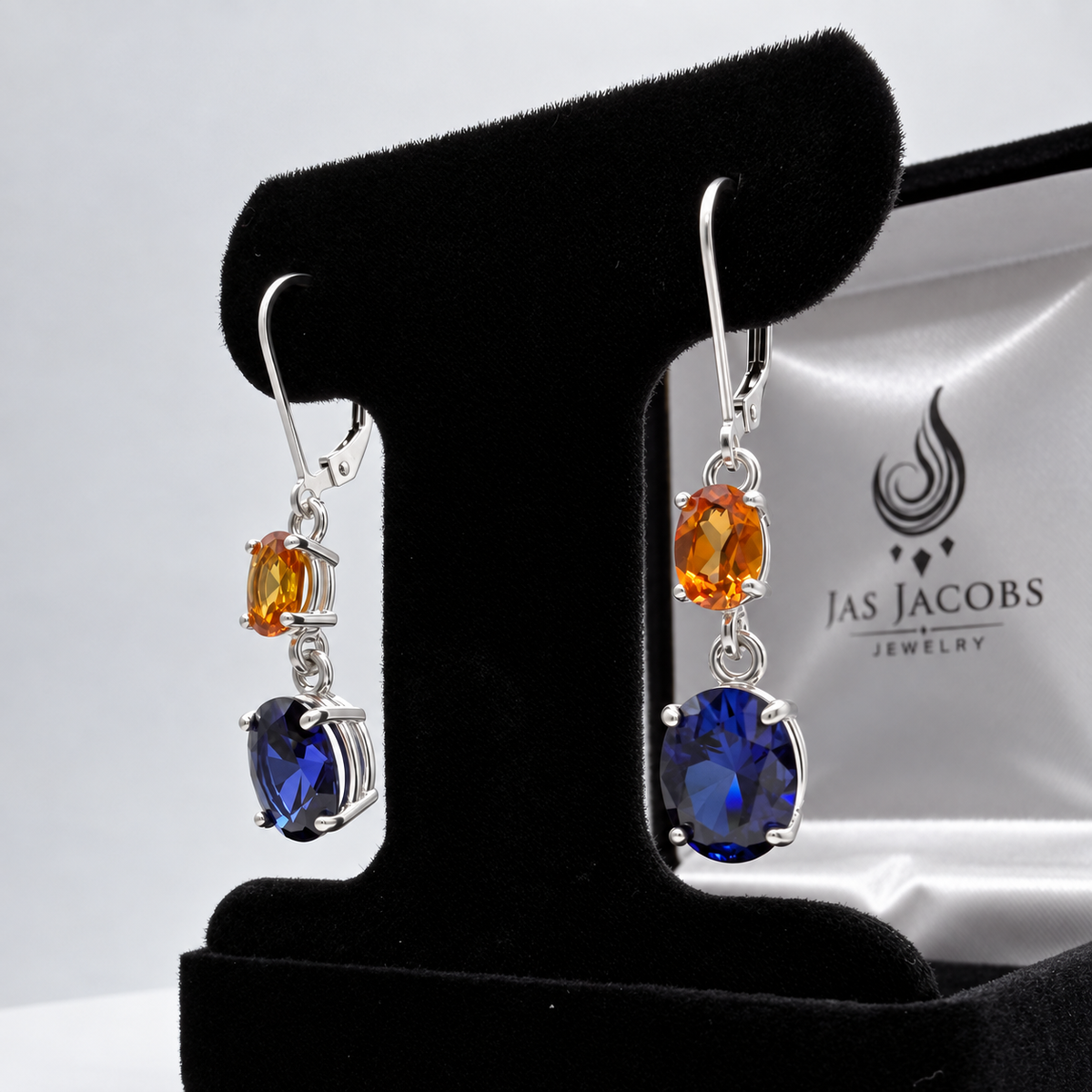 7ctw Blue & Padparadscha Sapphire Dangle Earrings
