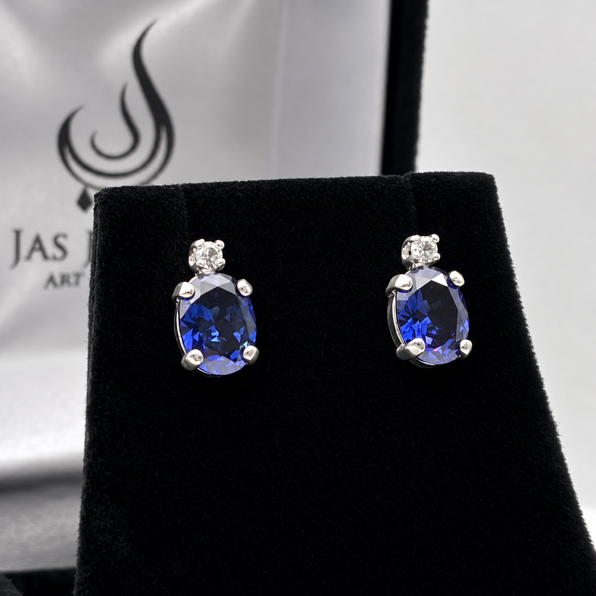 2.3ctw Oval Tanzanite & White Sapphire Stud Earrings