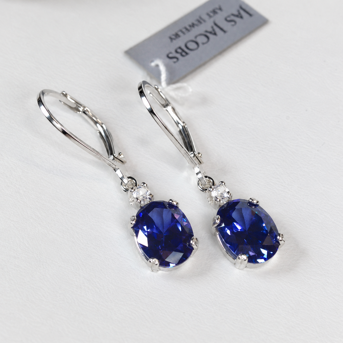 2.3ctw Oval Tanzanite & White Sapphire Drop Earrings