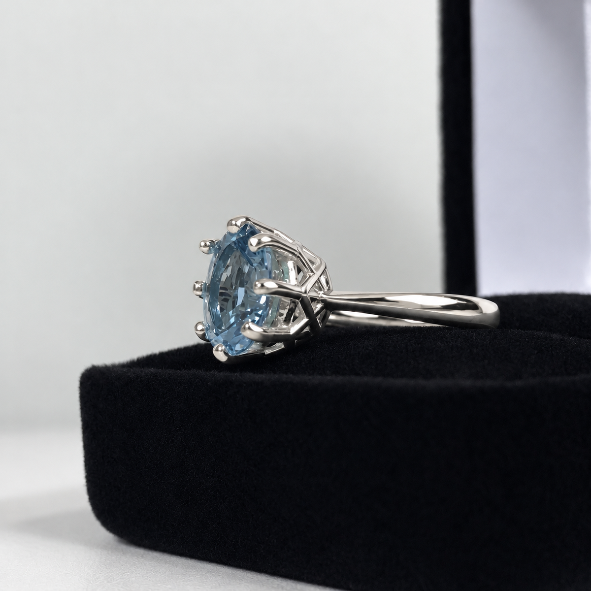 3.5ct Oval Sky Blue Topaz Ring – Art Deco Woven Crown Setting