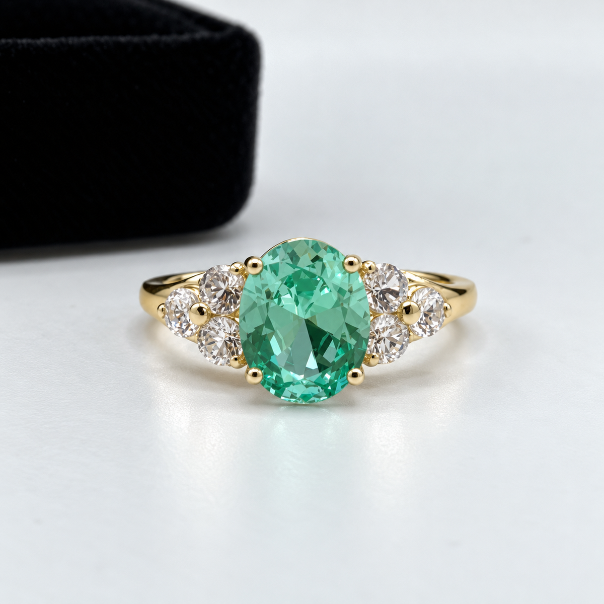4ctw Mint Green Spinel & White Sapphire Victorian Cluster Ring