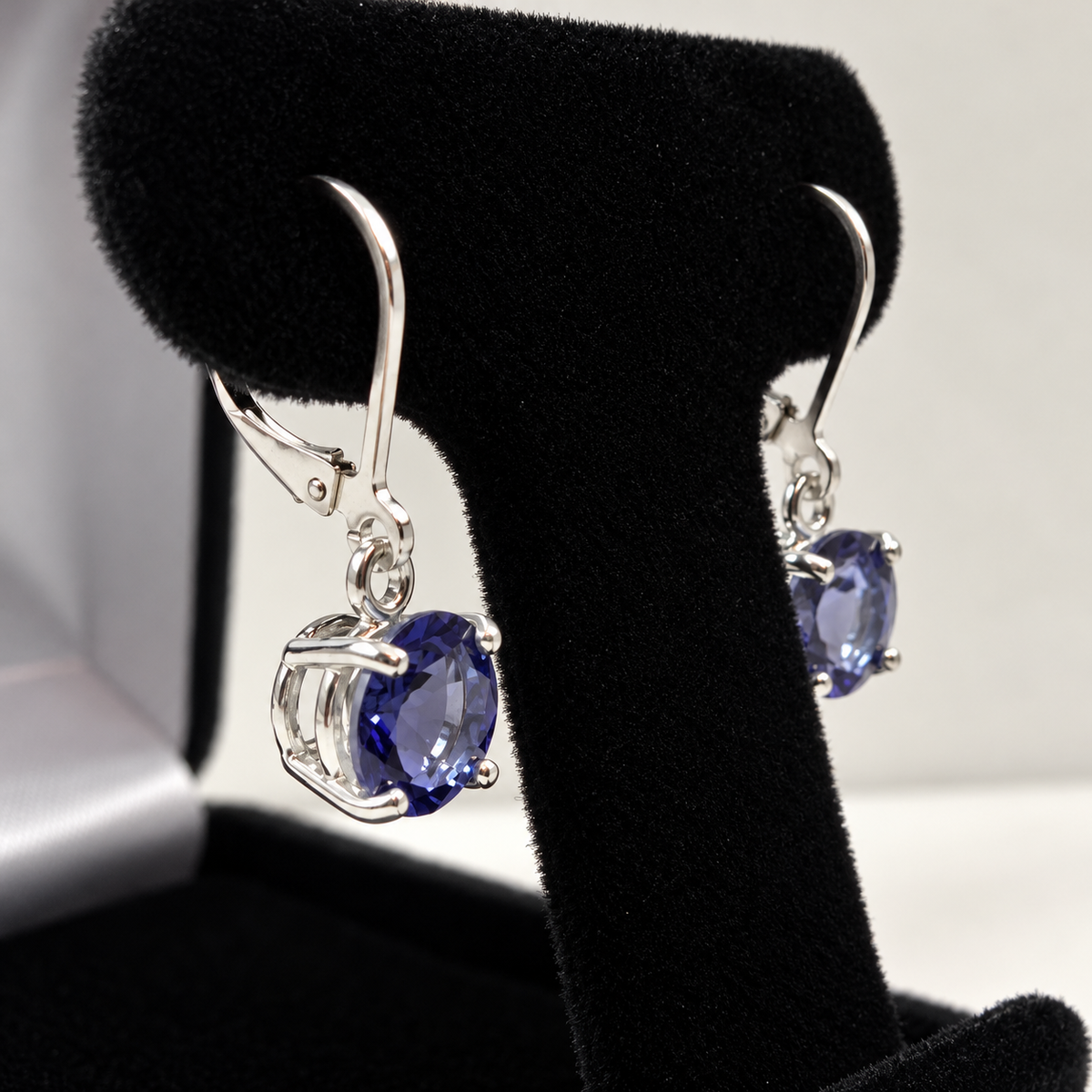 3.6ctw Periwinkle Blue Iolite Quartz Leverback Earrings