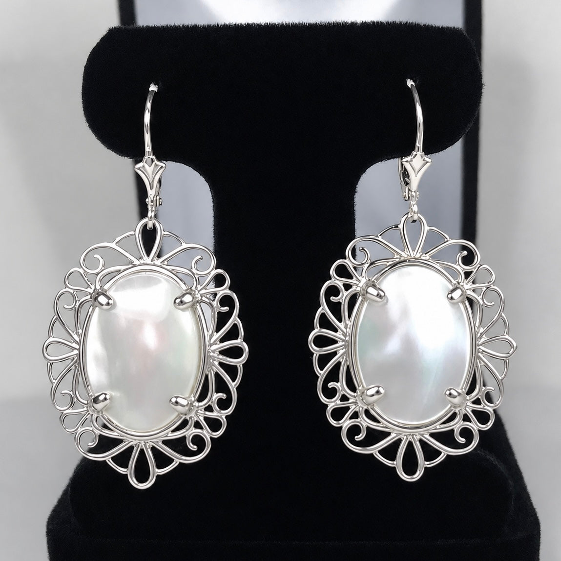 Mother of Pearl Filigree Dangle Earrings