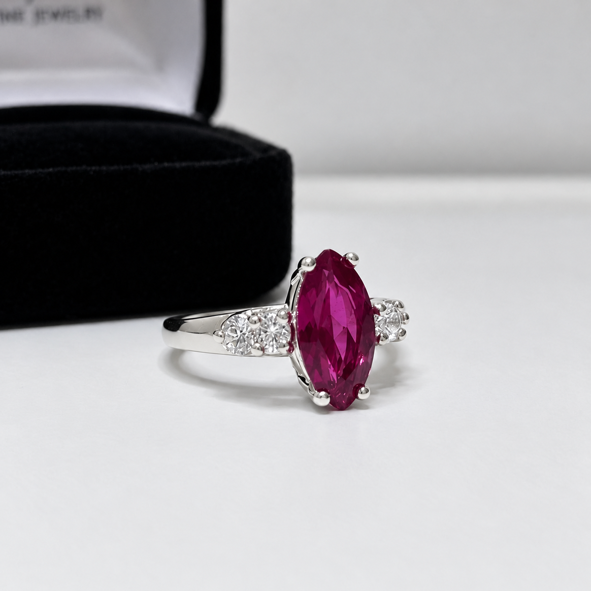 2.5ctw Marquise Cut Ruby & White Sapphire Ring