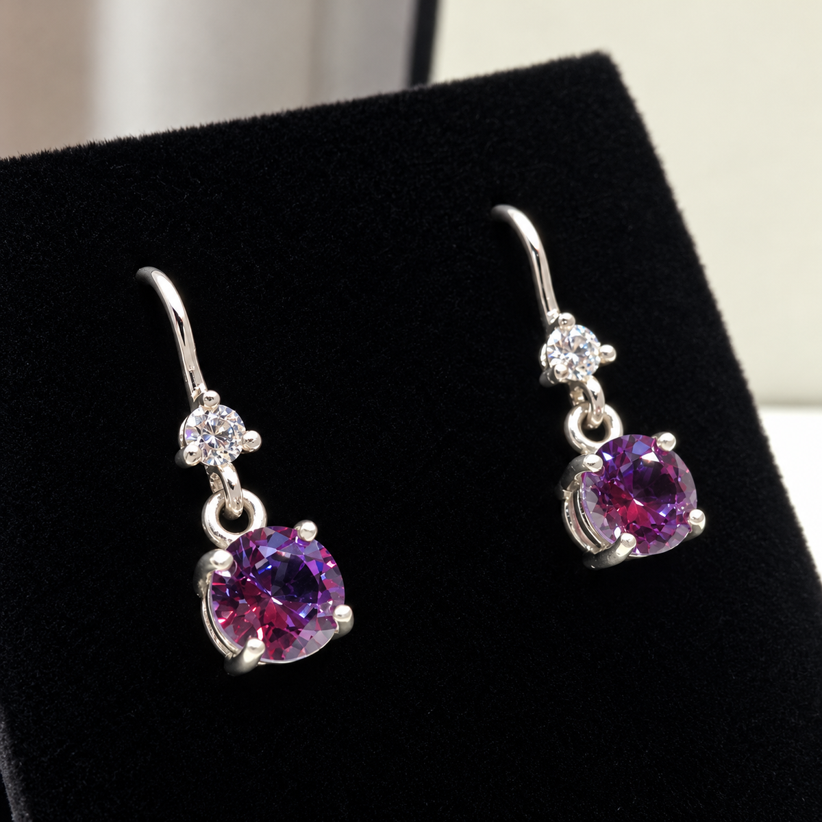 3.1ctw Color Change Alexandrite & White Sapphire Earrings