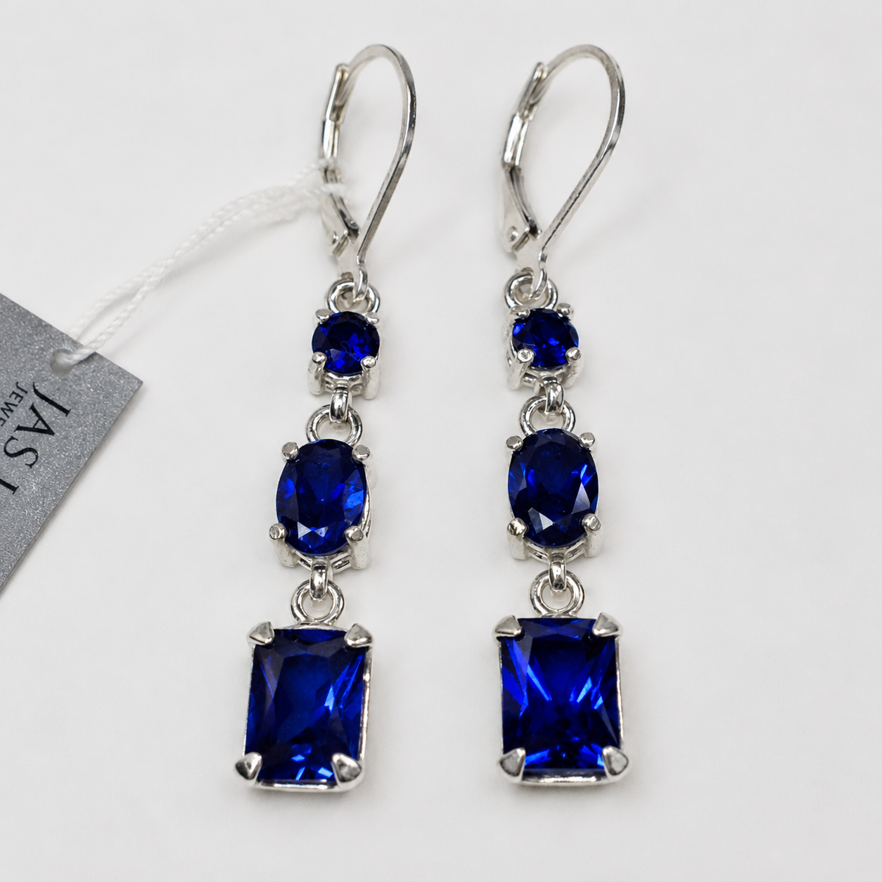 5 CTW Multi Cut Blue Sapphire Drop Earrings