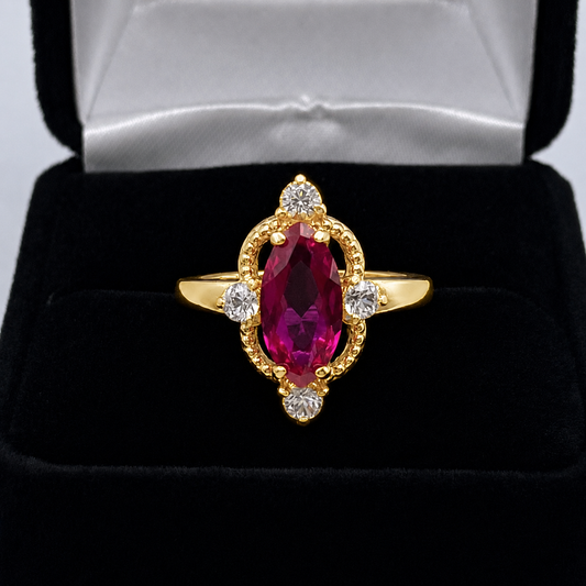 2.4ct Marquise Cut Ruby Ring with Diamond Accents