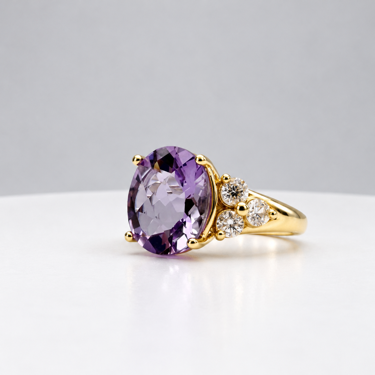 Rose de France Amethyst Ring with White Sapphire Accents