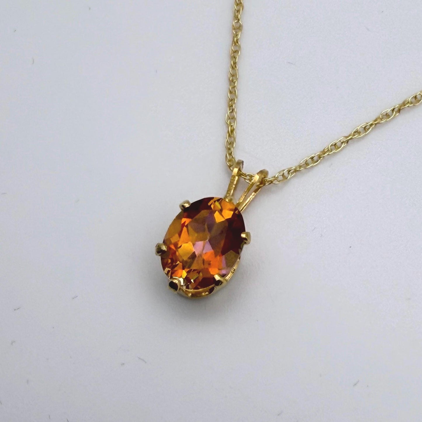 2ct Oval Sunset Topaz Necklace in 14k Yellow Gold Filled