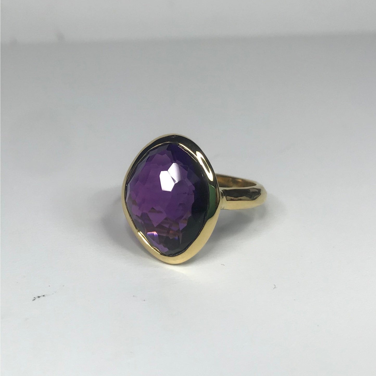 Gorgeous 5ct Genuine Amethyst Ring 18k Gold Vermeil Abstract Cut Amethyst Ring