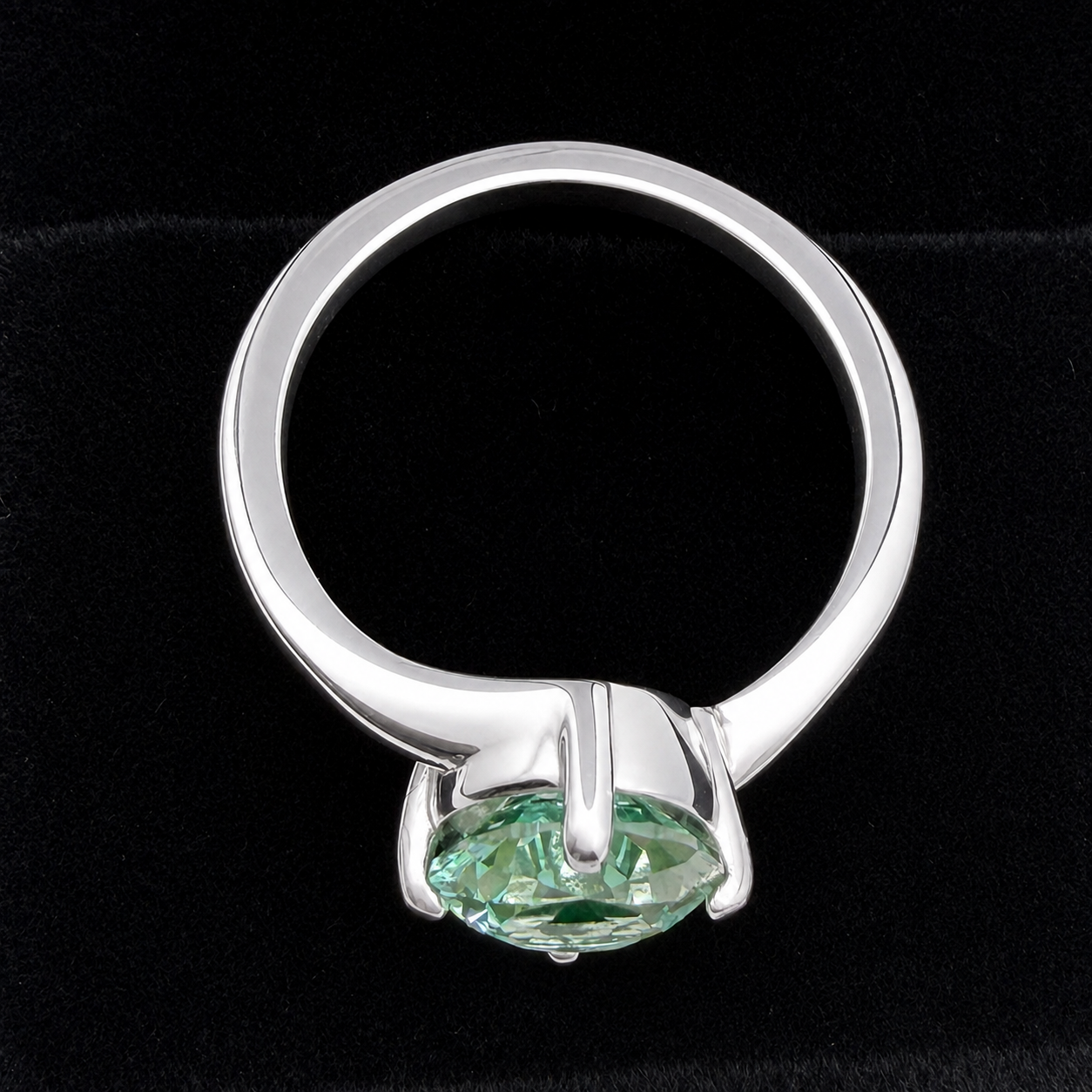 3ct Oval Mint Green Spinel Ring | Split Bypass Solitaire