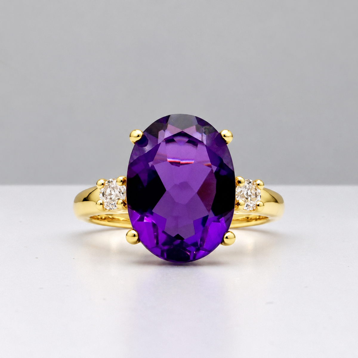 6ct Royal Purple Amethyst & White Sapphire Statement Ring