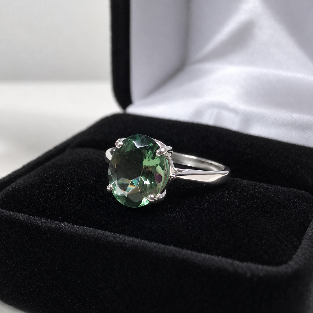 2.5ct Oval Green Amethyst Prasiolite Solitaire Ring