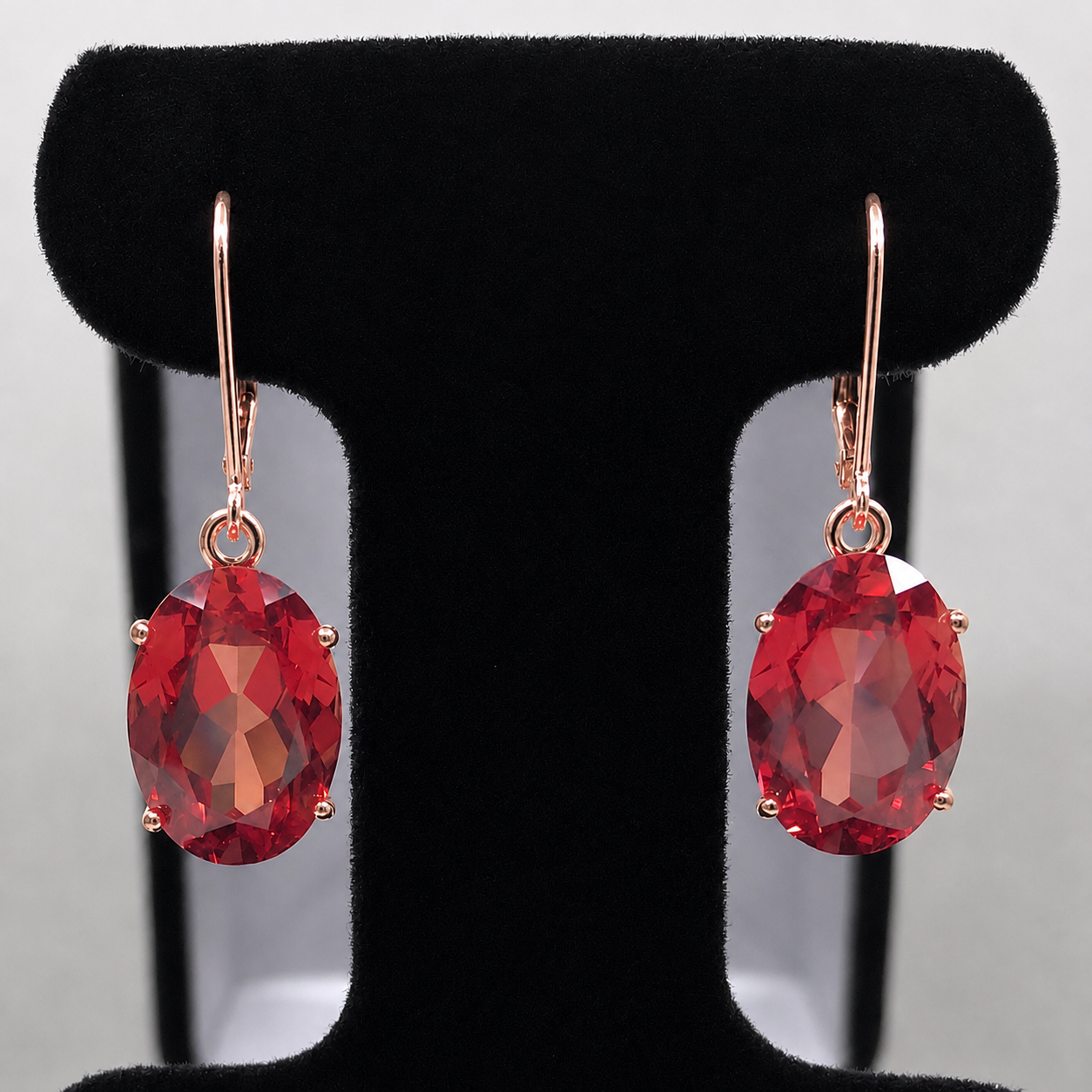 16ctw Oval Cut Padparadscha Sapphire Earrings | Orange Gemstone Dangle Earrings