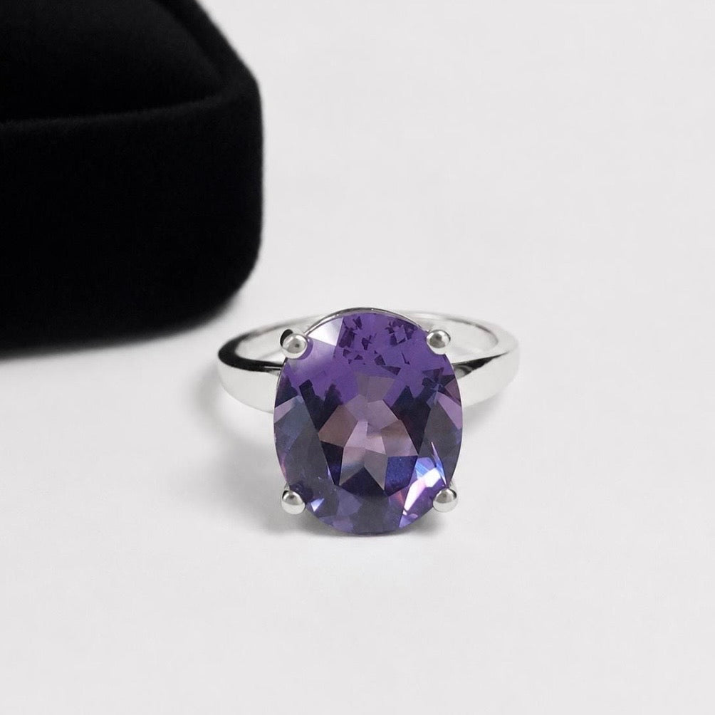 5ct Oval Color Change Alexandrite Sapphire Solitaire Ring