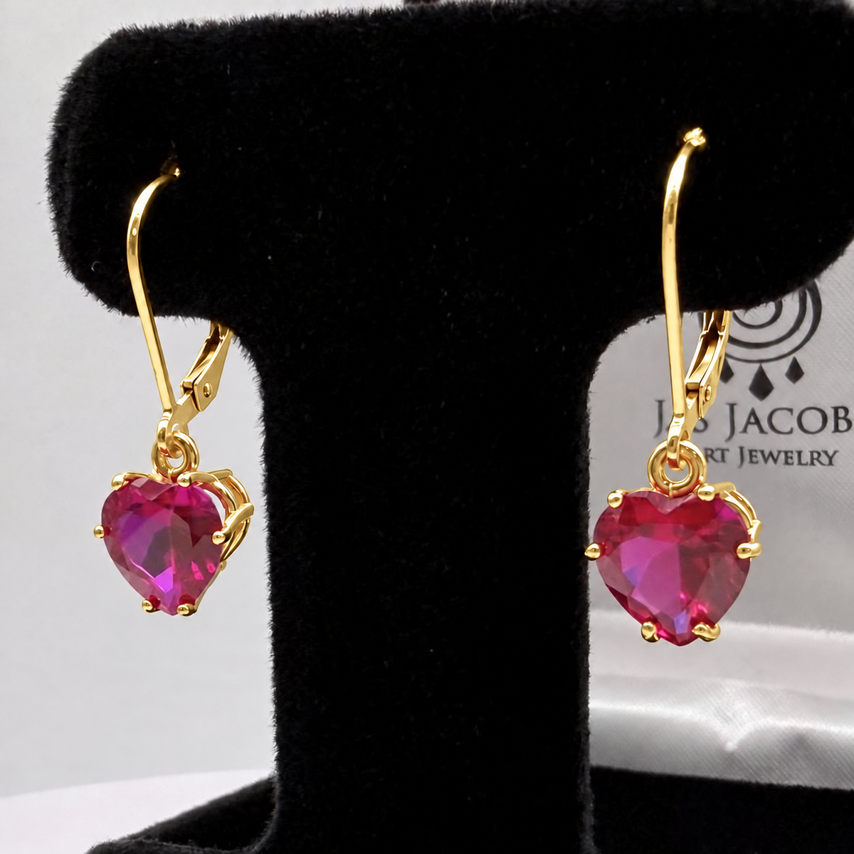 4ctw Heart Cut Ruby Dangle Earrings