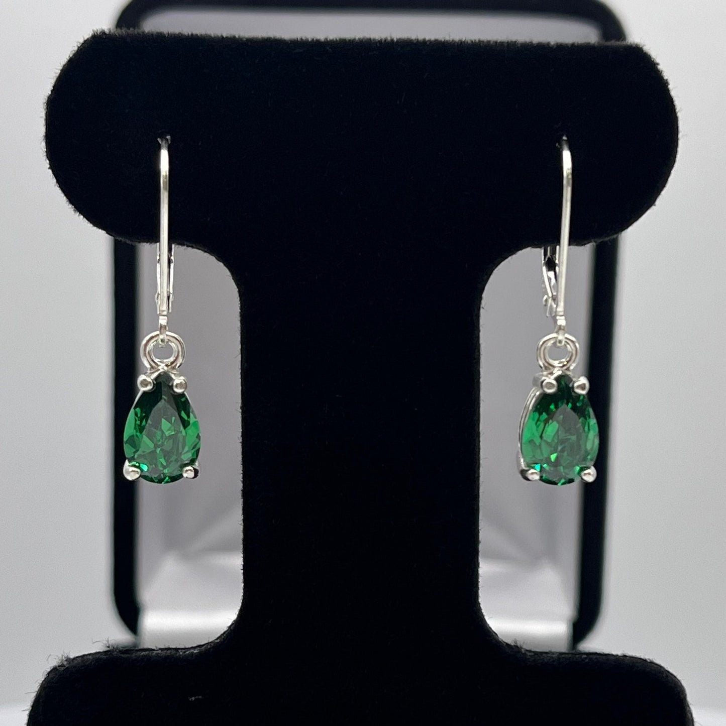 Beautiful 3ct Pear Cut Emerald Earrings Teardrop Emerald Earrings