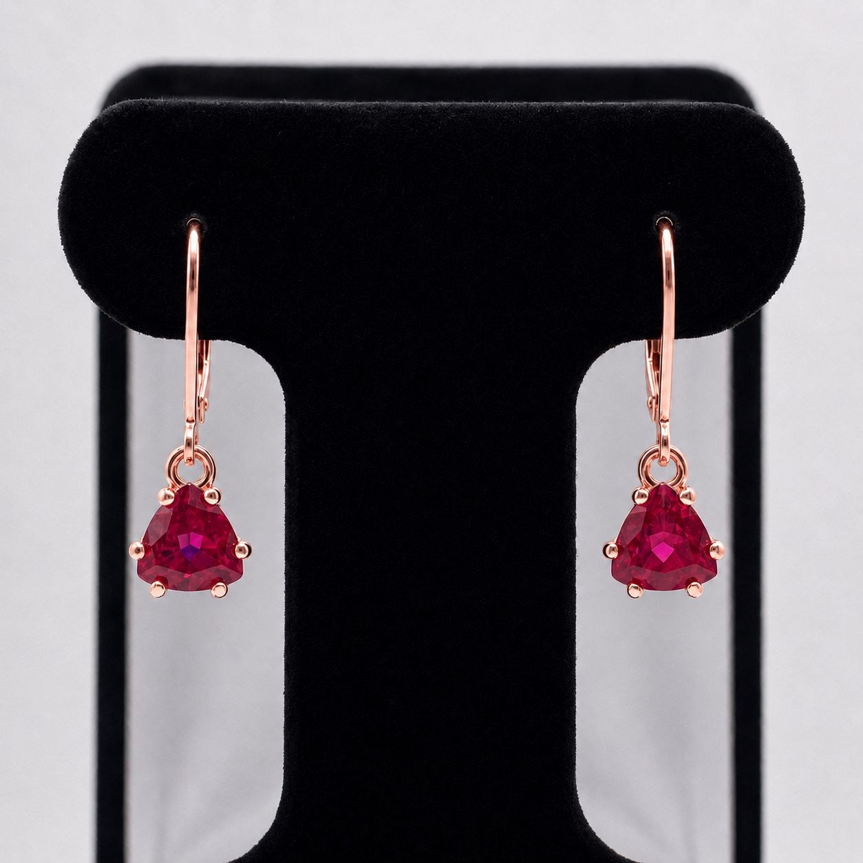 3.3ctw Trillion Cut Ruby Dangle Earrings