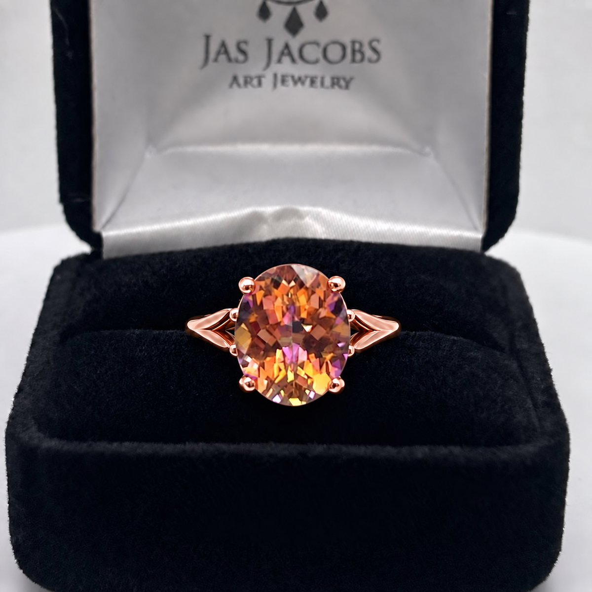 4.5ct Oval Sunset Topaz Statement Ring