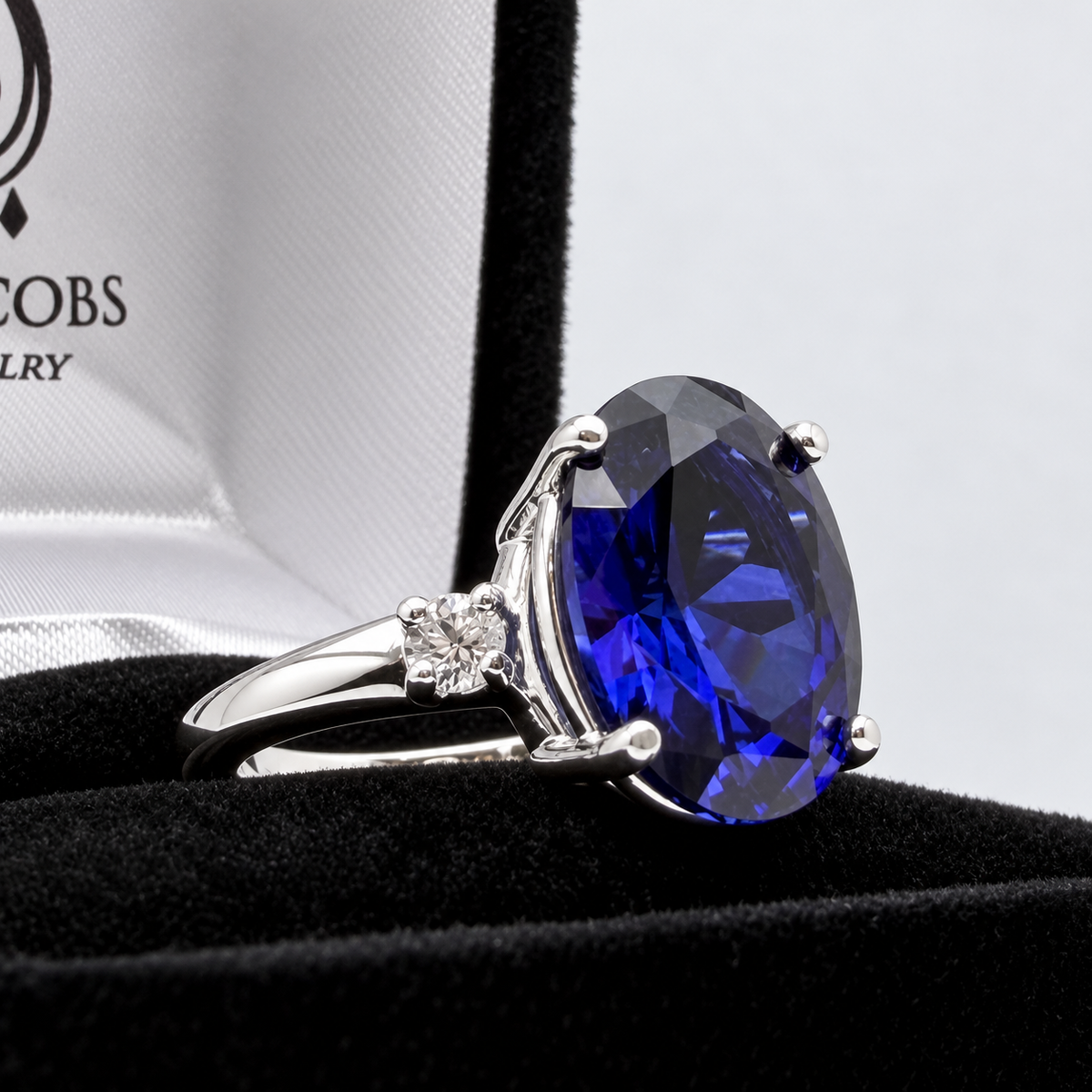 7.26ctw Oval Blue Sapphire & Diamond Ring