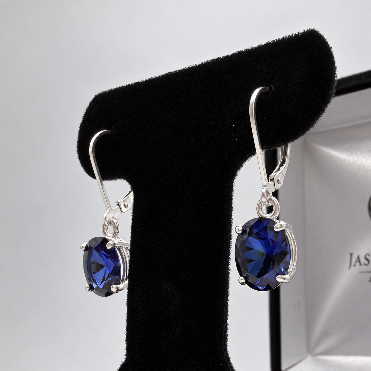 6 CTW Oval Cut Blue Sapphire Drop Earrings