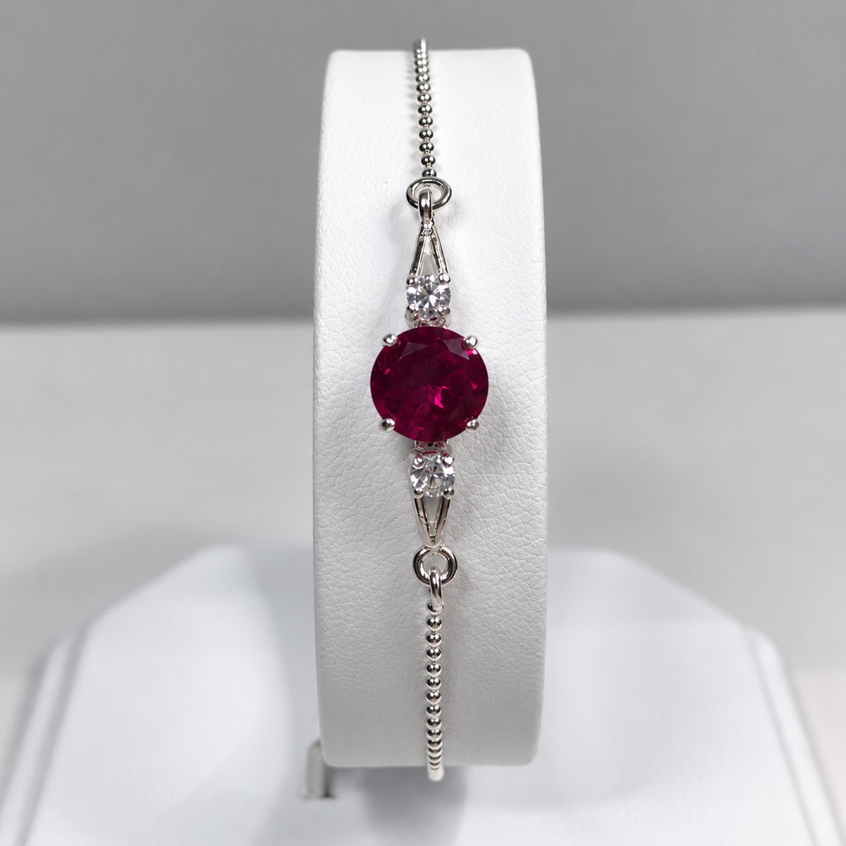 2.5ct Ruby & White Sapphire Adjustable Bolo Bracelet