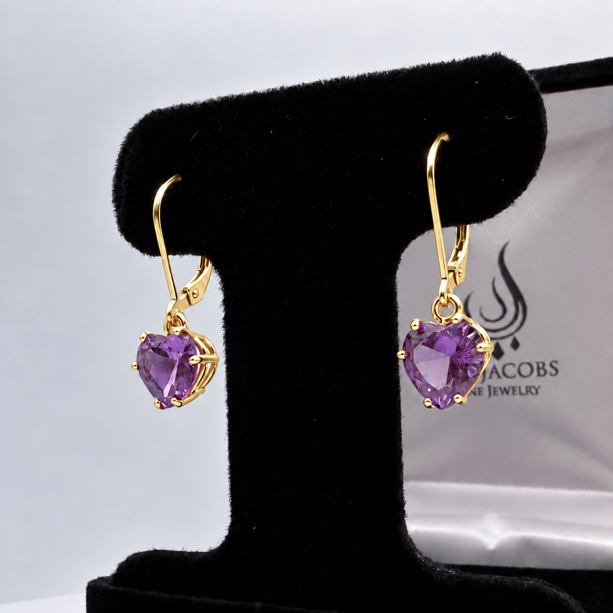 4ctw Heart Cut Color Change Alexandrite Sapphire Earrings