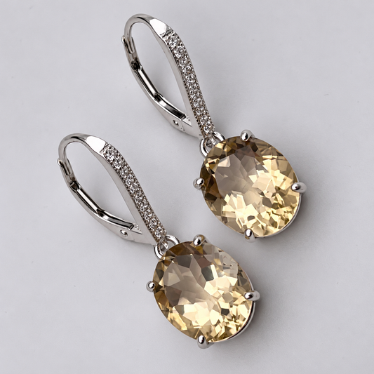 8ctw Oval Cut Citrine Earrings with White Topaz Accents