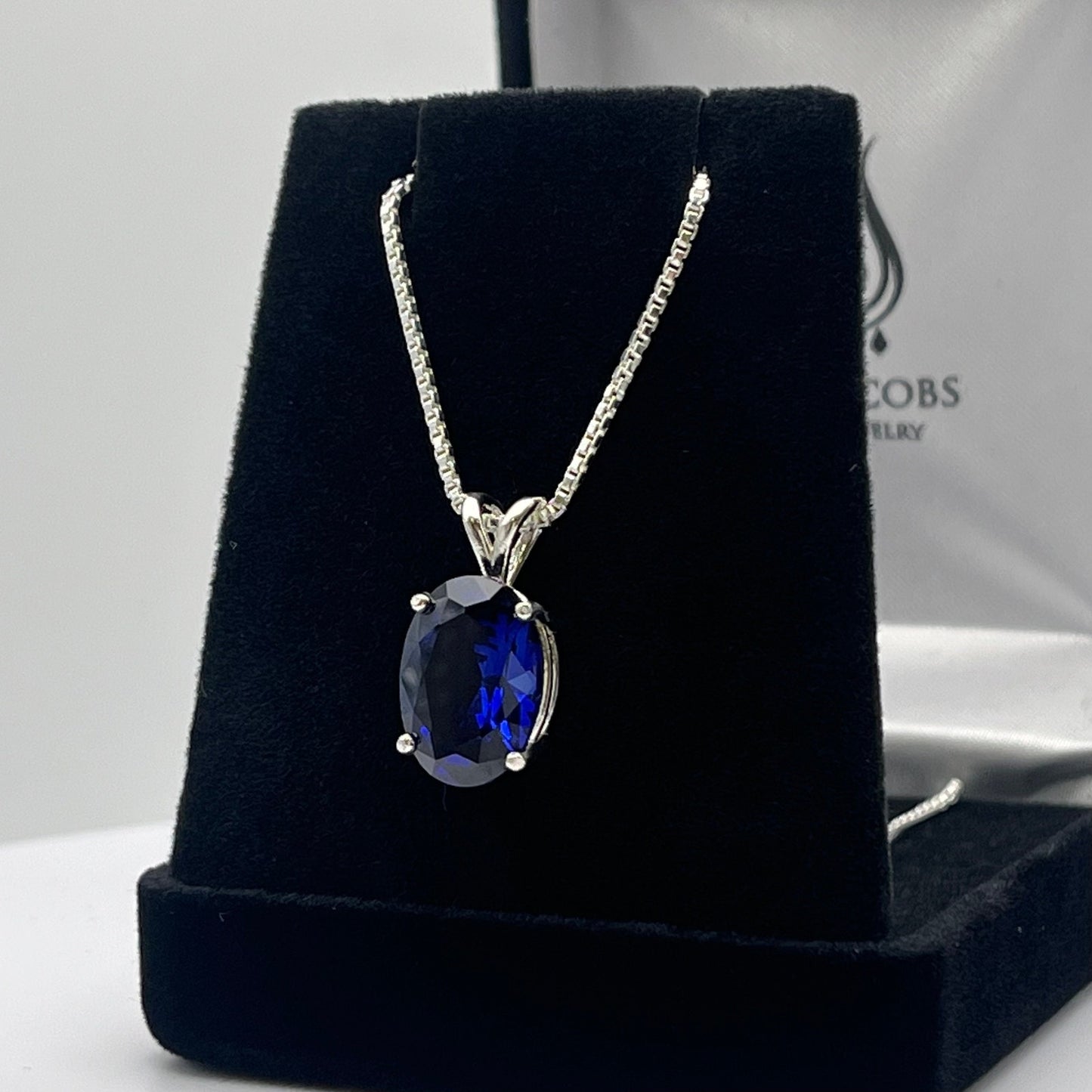 Gorgeous 7ct Blue Sapphire in Sterling Silver Pendant Necklace Sapphire September Gift Trending Jewelry 18"